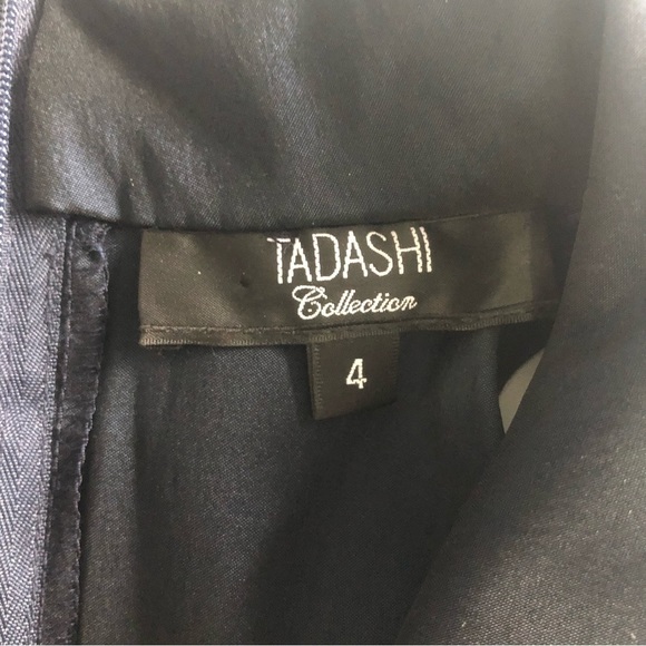 Tadashi Shoji Navy Taffeta Collard Sleeveless Cocktail Dress, size 4 - Picture 7 of 12